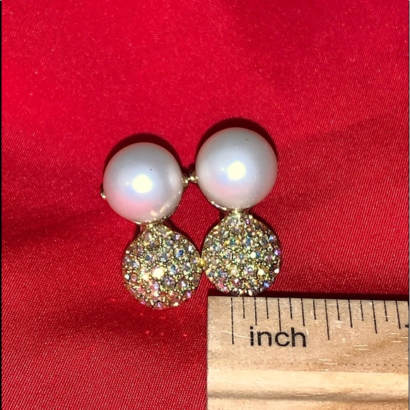 Celebrity NY AB Rhinestone & Faux Pearl Earrings - Picture 4 of 10